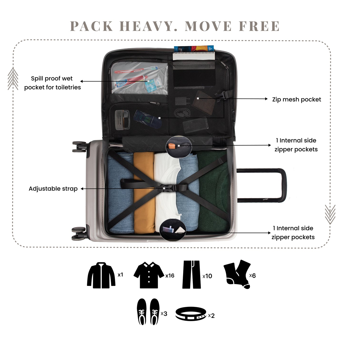 Montreal Large Taupe 76 cms Front-Opening Strolley