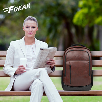 Bering 28L Tan Art Leather Laptop Backpack