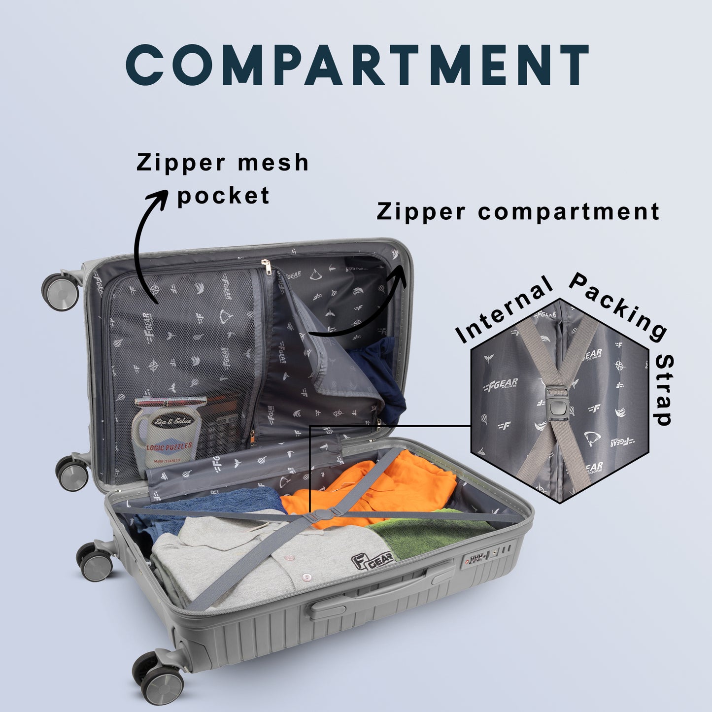 Aegis 26" Light Grey Check-in Medium Suitcase