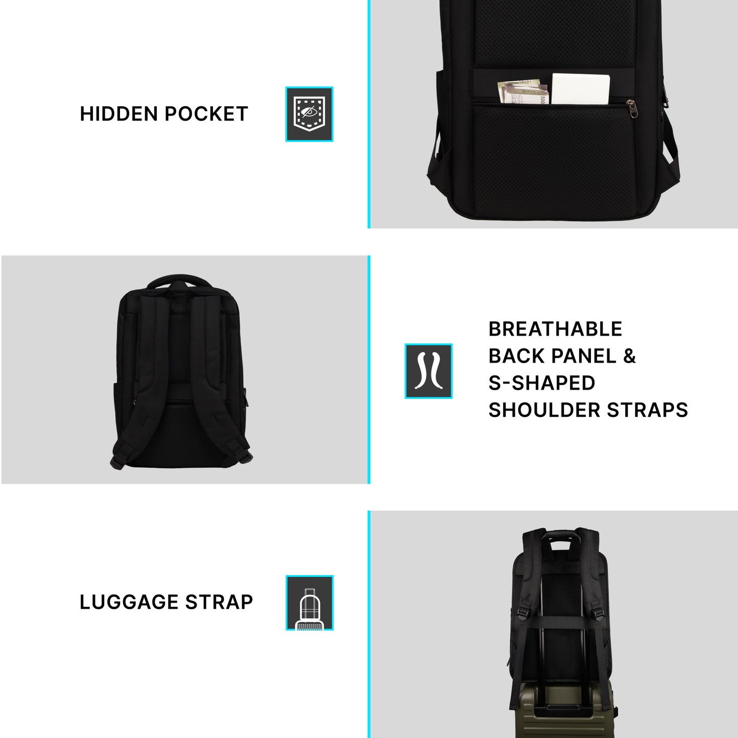 Brussels 21L Black Laptop Backpack