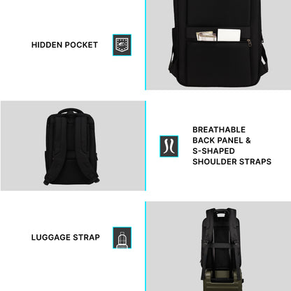 Brussels 21L Black Laptop Backpack