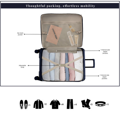 Valencia Small Navy 54 cms Front-Opening Cabin Strolley