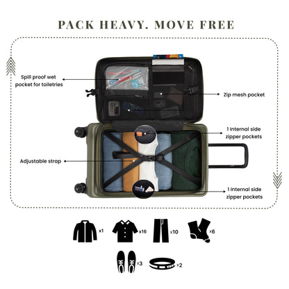Sedona Medium Army Green 67 cms Front-Opening Strolley