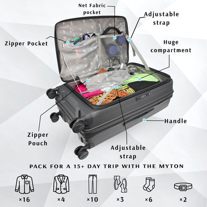 Myton Large Front Opening Dark Grey Check-in Strolley