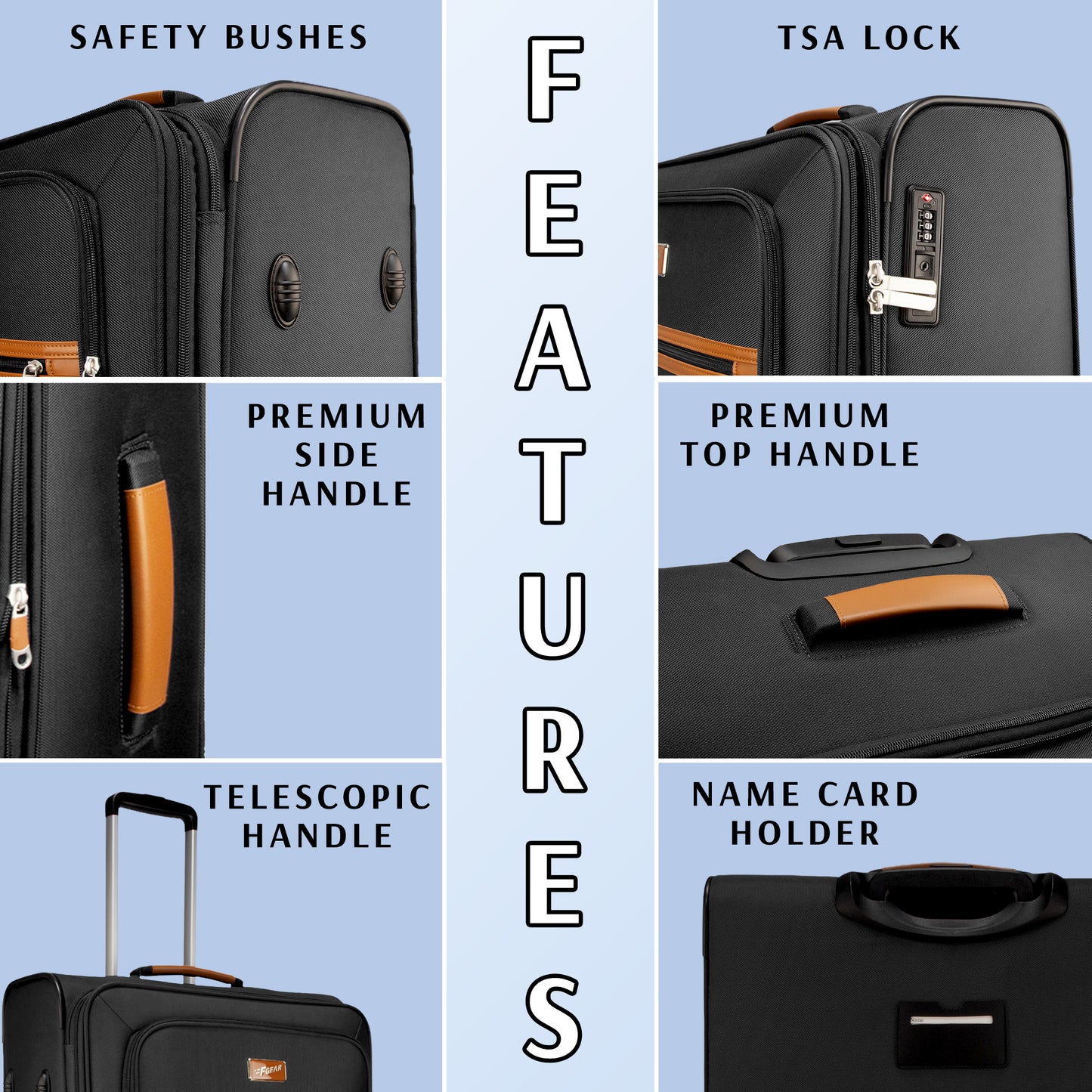 SoftAir Medium Black Check-in Suitcase