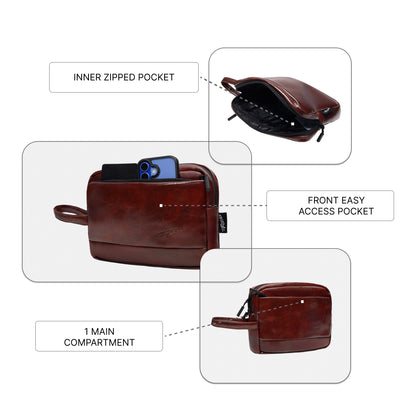 Elon Walnut Brown Travel Kit Pouch
