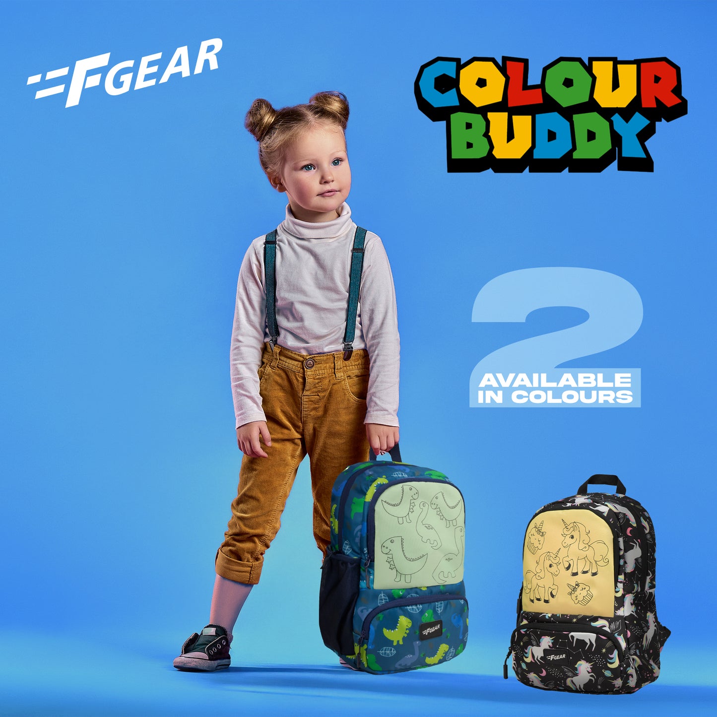Colour Buddy 12L Navy Blue Dino Backpack
