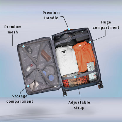 F Gear SoftAir Large Navy Check-in Suitcase