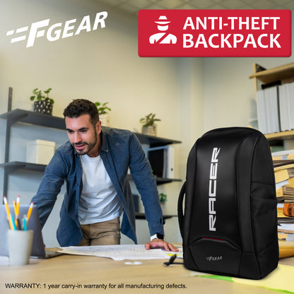 Racer 20L Black Anti theft Laptop Backpack