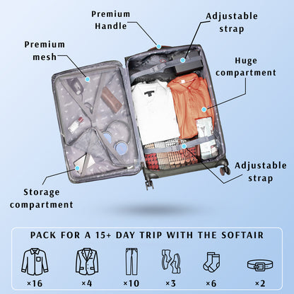 SoftAir Large Grey Check-in Suitcase