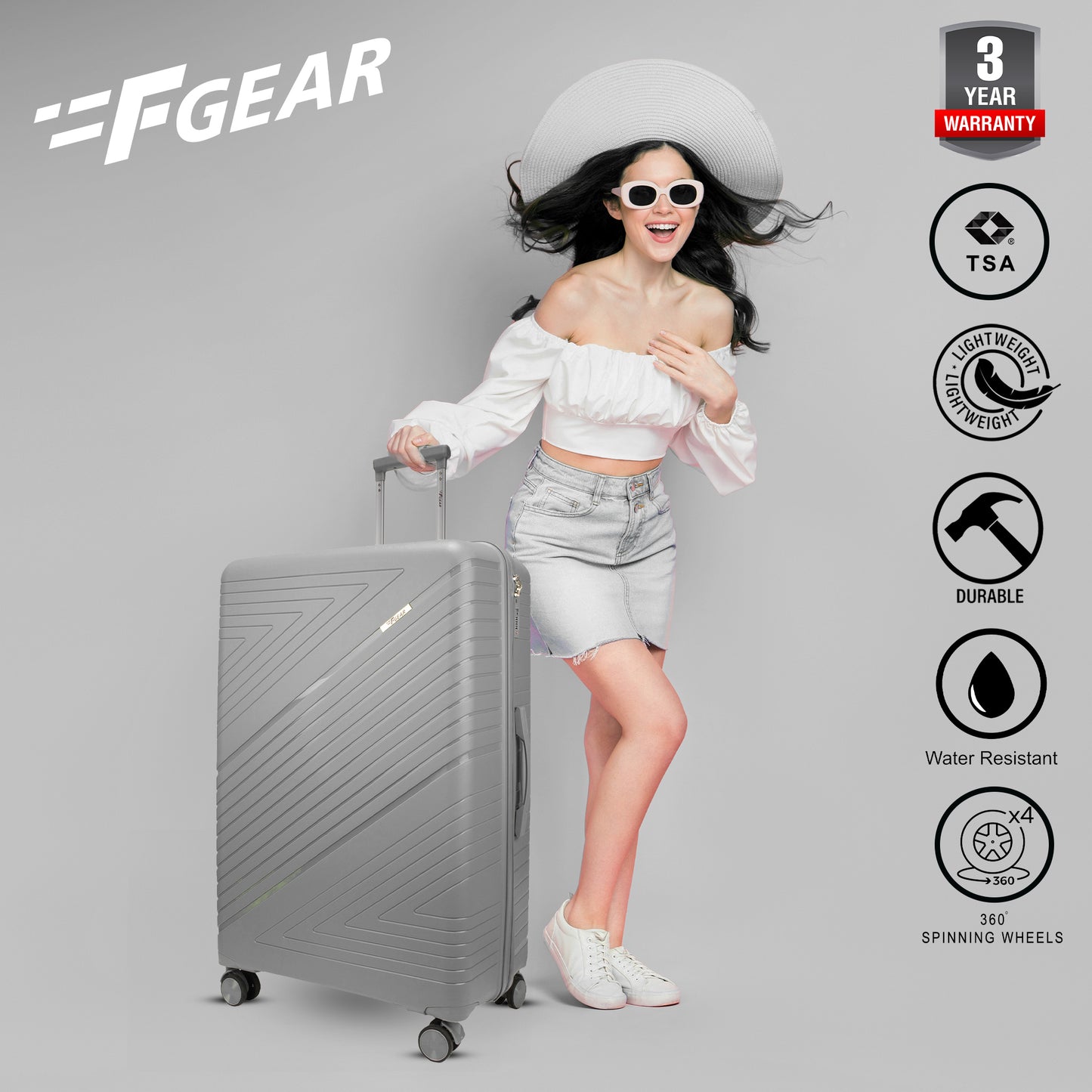 Aegis 30" Light Grey Check-in Large Suitcase