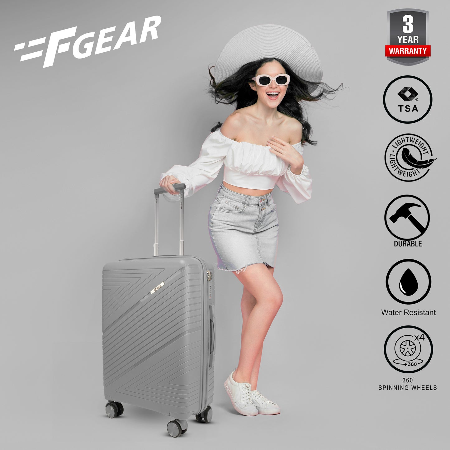 Aegis 26" Light Grey Check-in Medium Suitcase