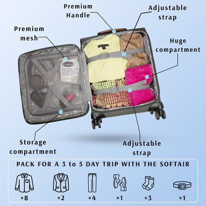 F Gear SoftAir Small Grey Cabin Suitcase