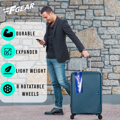 STV PP03 24" Peacock Blue Expandable Medium Check-in Suitcase