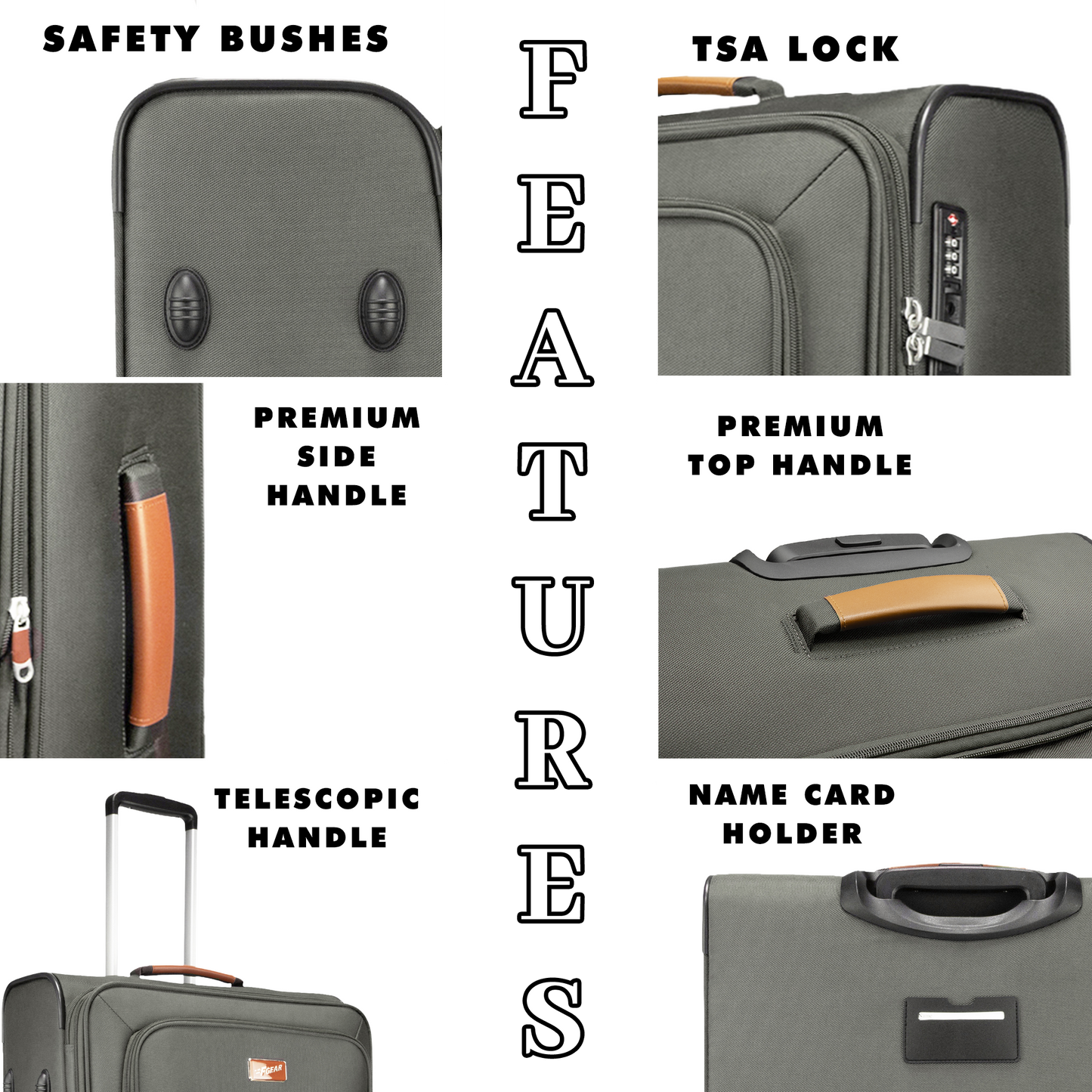 F Gear SoftAir Large Grey Check-in Suitcase