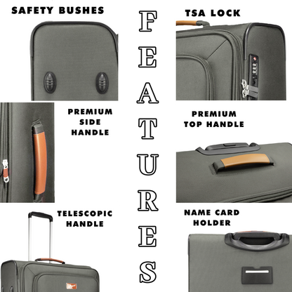 F Gear SoftAir Large Grey Check-in Suitcase