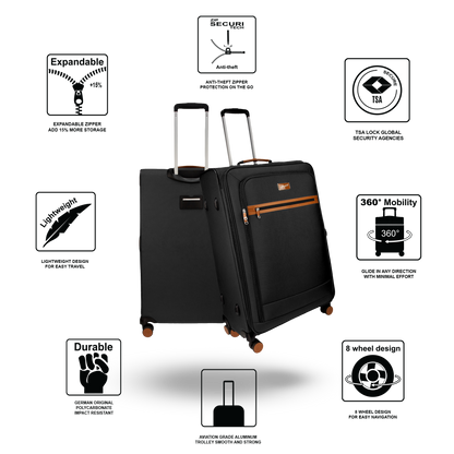 F Gear SoftAir Large Black Check-in Suitcase