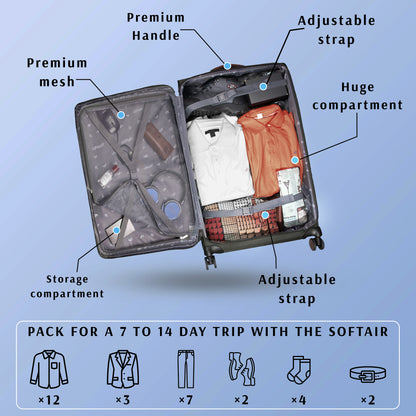 SoftAir Medium Grey Check-in Suitcase
