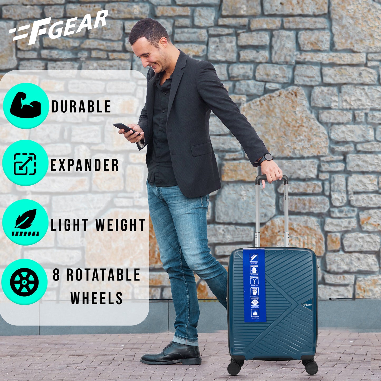 Goliath 20" Peacock Blue Expandable Cabin (Small) Suitcase