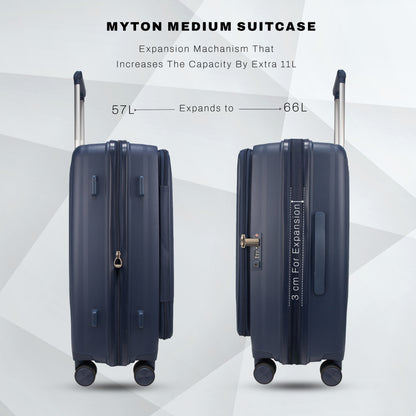 F Gear Myton Medium Front Opening Navy Check-in Strolley