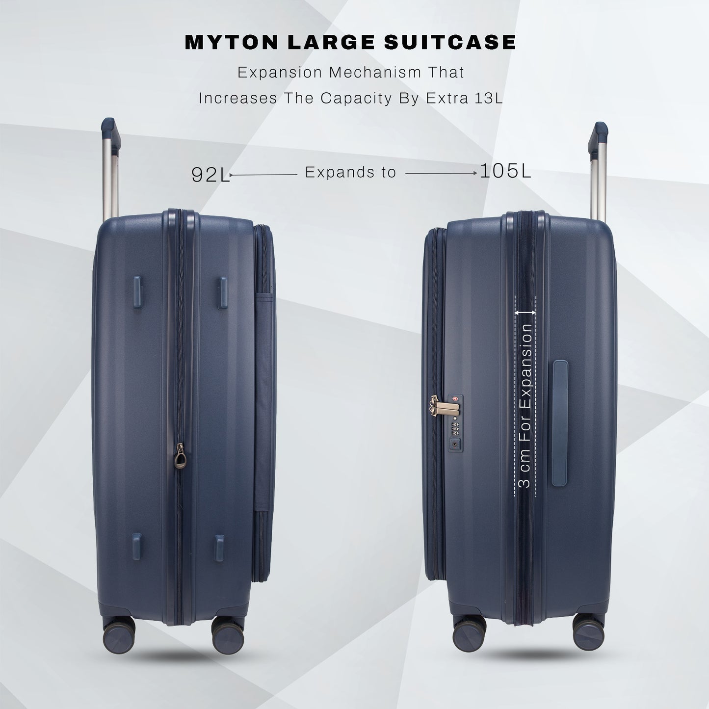 F Gear Myton Large Front Opening Navy Check-in Strolley
