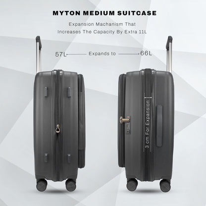 F Gear Myton Medium Front Opening Dark Grey Check-in Strolley