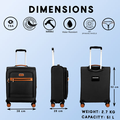 SoftAir Small Black Cabin Suitcase