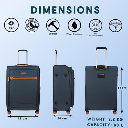 F Gear SoftAir Medium Navy Check-in Suitcase