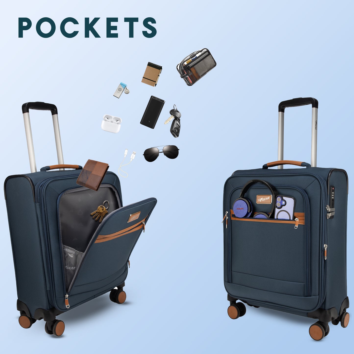 F Gear SoftAir Small Navy Cabin Suitcase