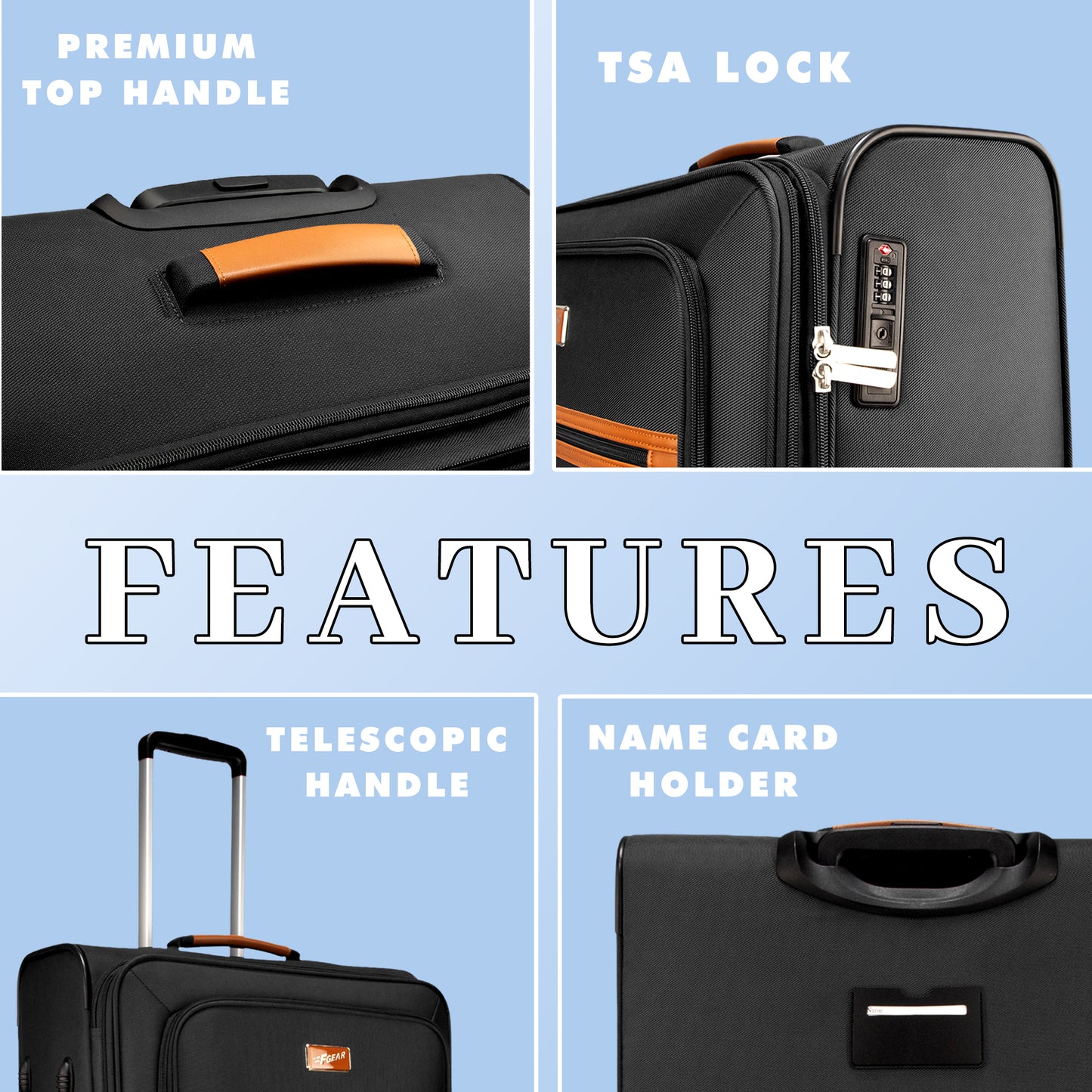 F Gear SoftAir Small Black Cabin Suitcase