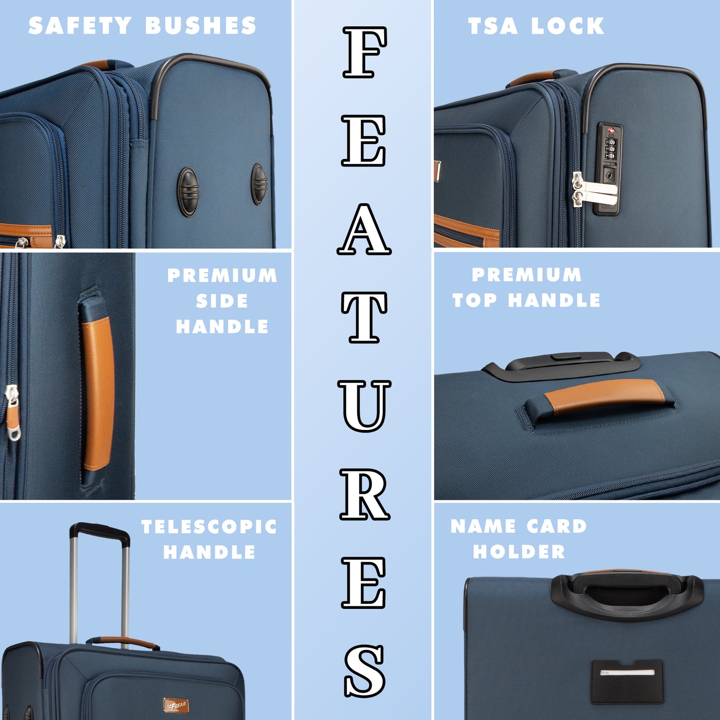F Gear SoftAir Medium Navy Check-in Suitcase