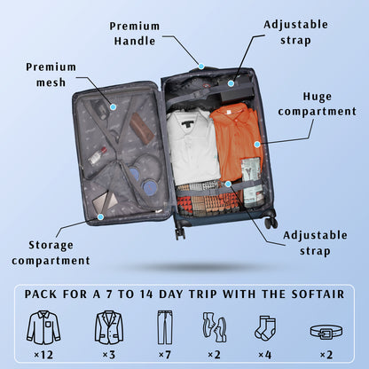 F Gear SoftAir Medium Navy Check-in Suitcase