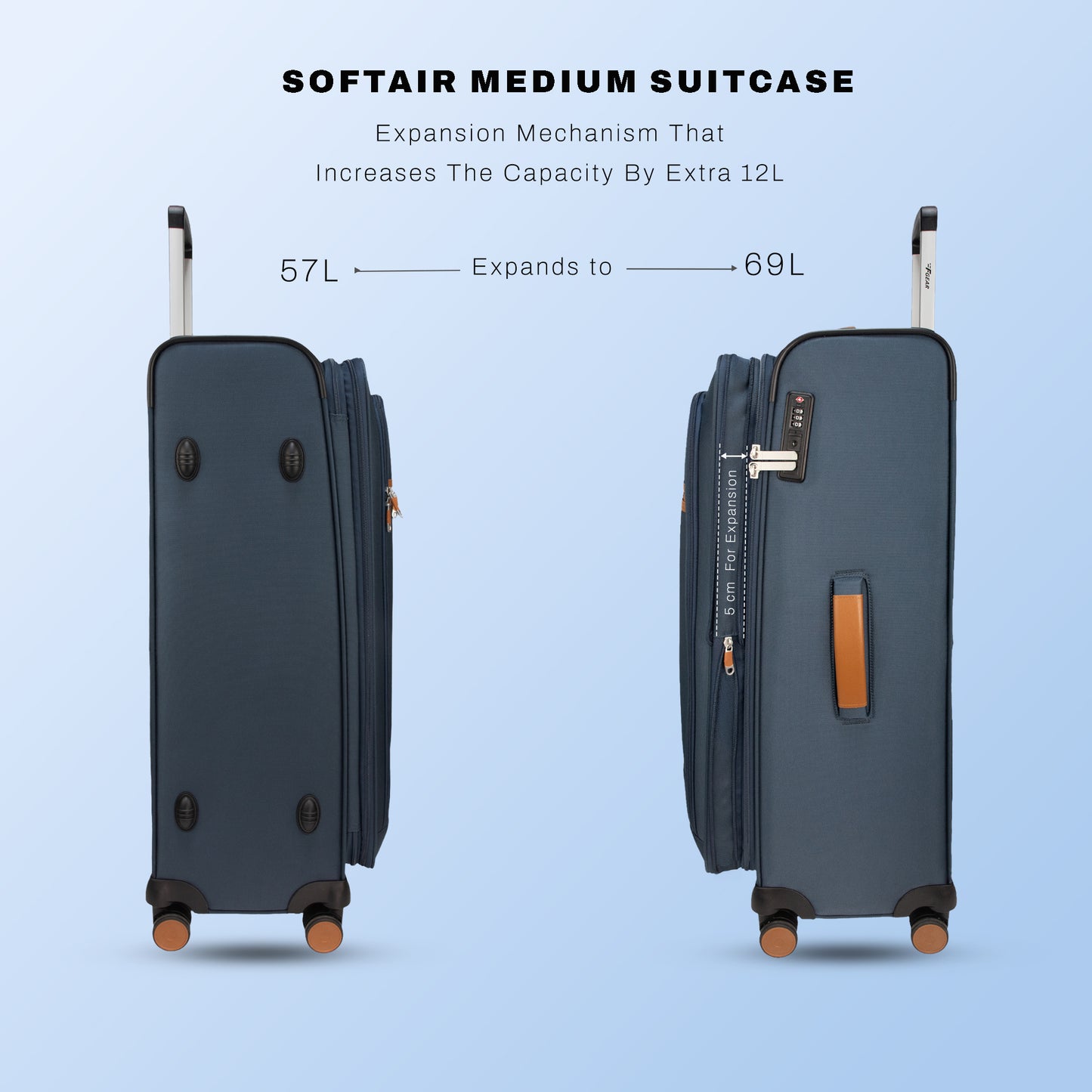 F Gear SoftAir Medium Navy Check-in Suitcase