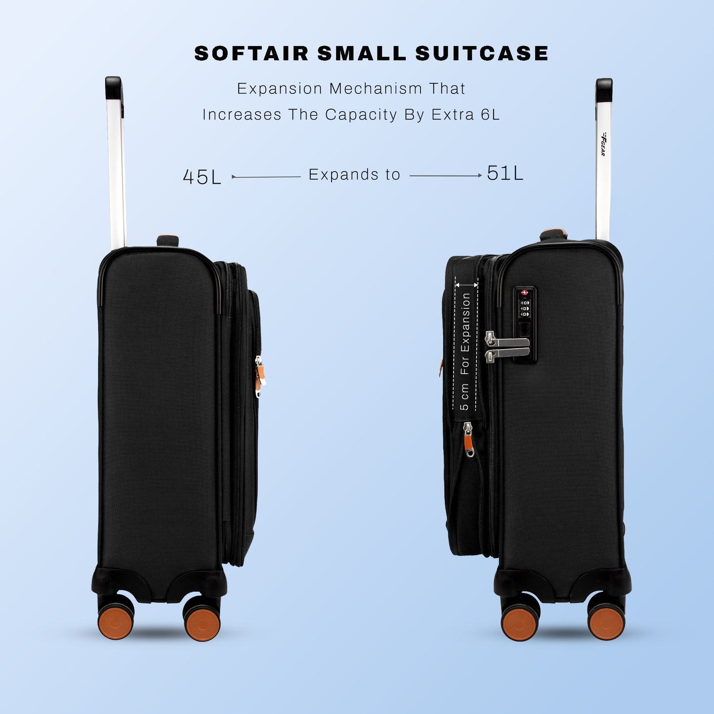 F Gear SoftAir Small Black Cabin Suitcase