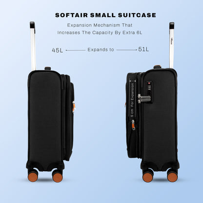 F Gear SoftAir Small Black Cabin Suitcase