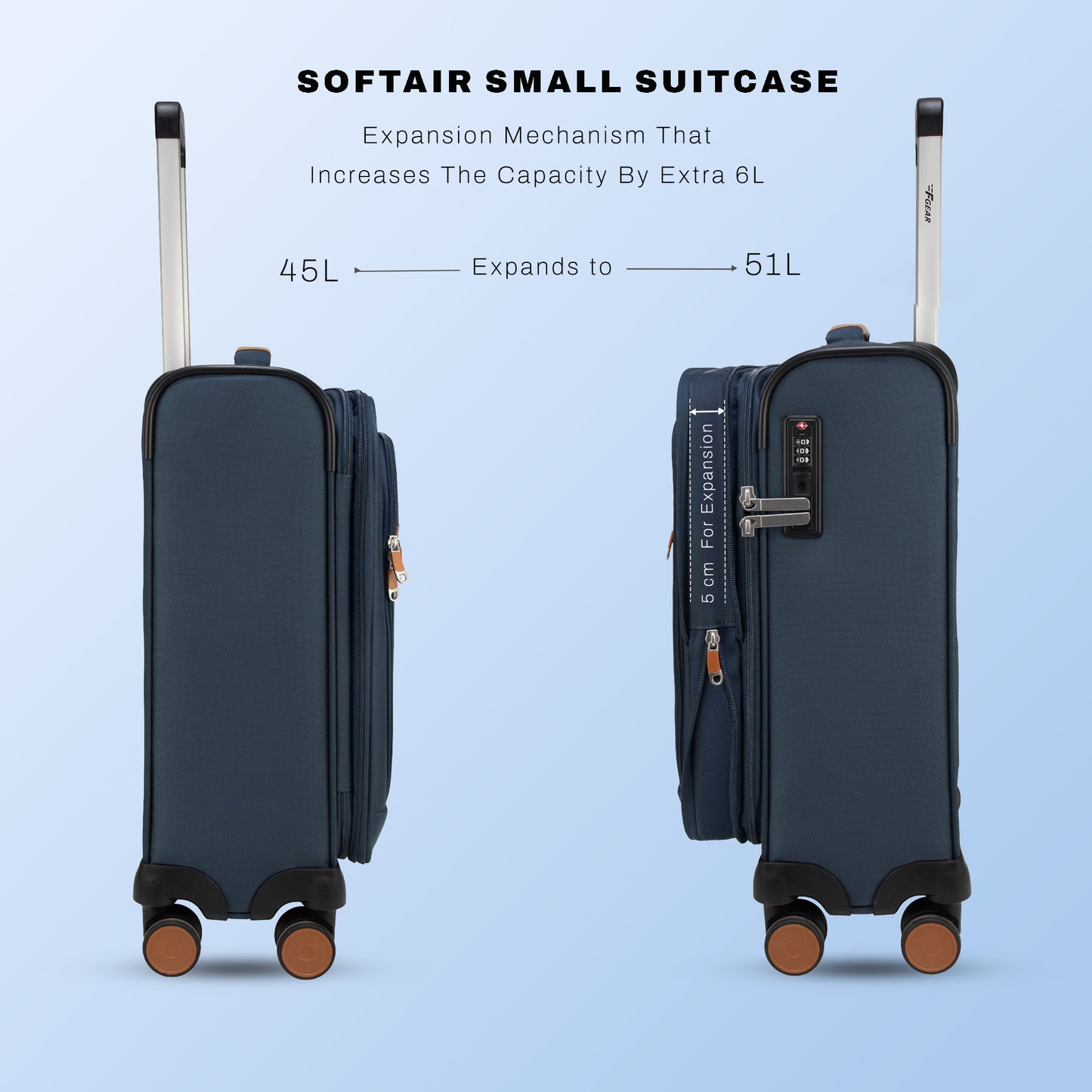 F Gear SoftAir Small Navy Cabin Suitcase