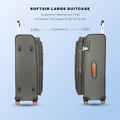 F Gear SoftAir Large Grey Check-in Suitcase