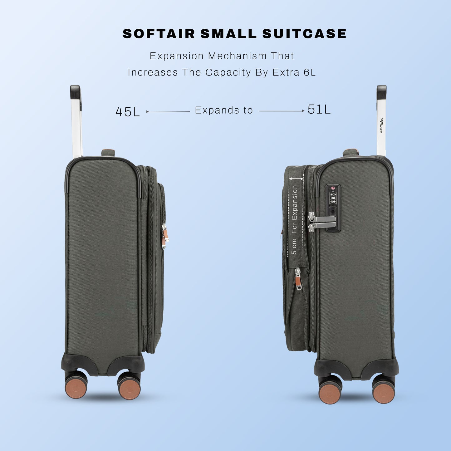 F Gear SoftAir Small Grey Cabin Suitcase