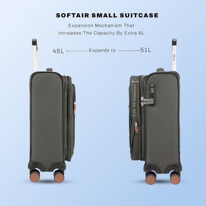 F Gear SoftAir Small Grey Cabin Suitcase