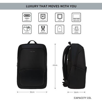 Auronix 22L Black Laptop Backpack