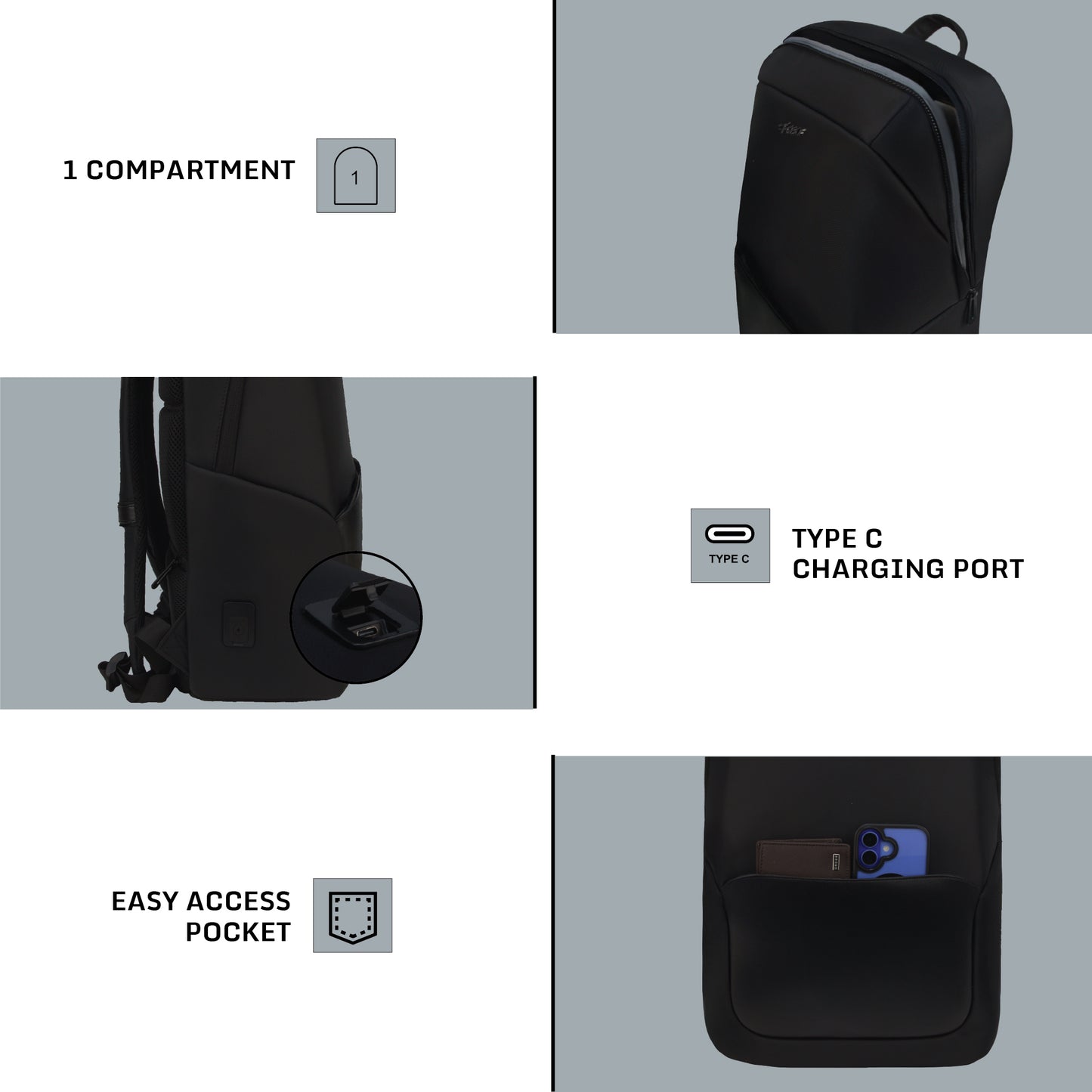 Auronix 22L Black Laptop Backpack