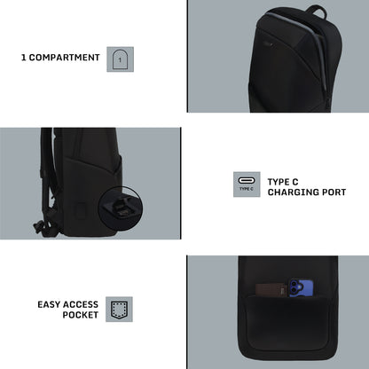 Auronix 22L Black Laptop Backpack