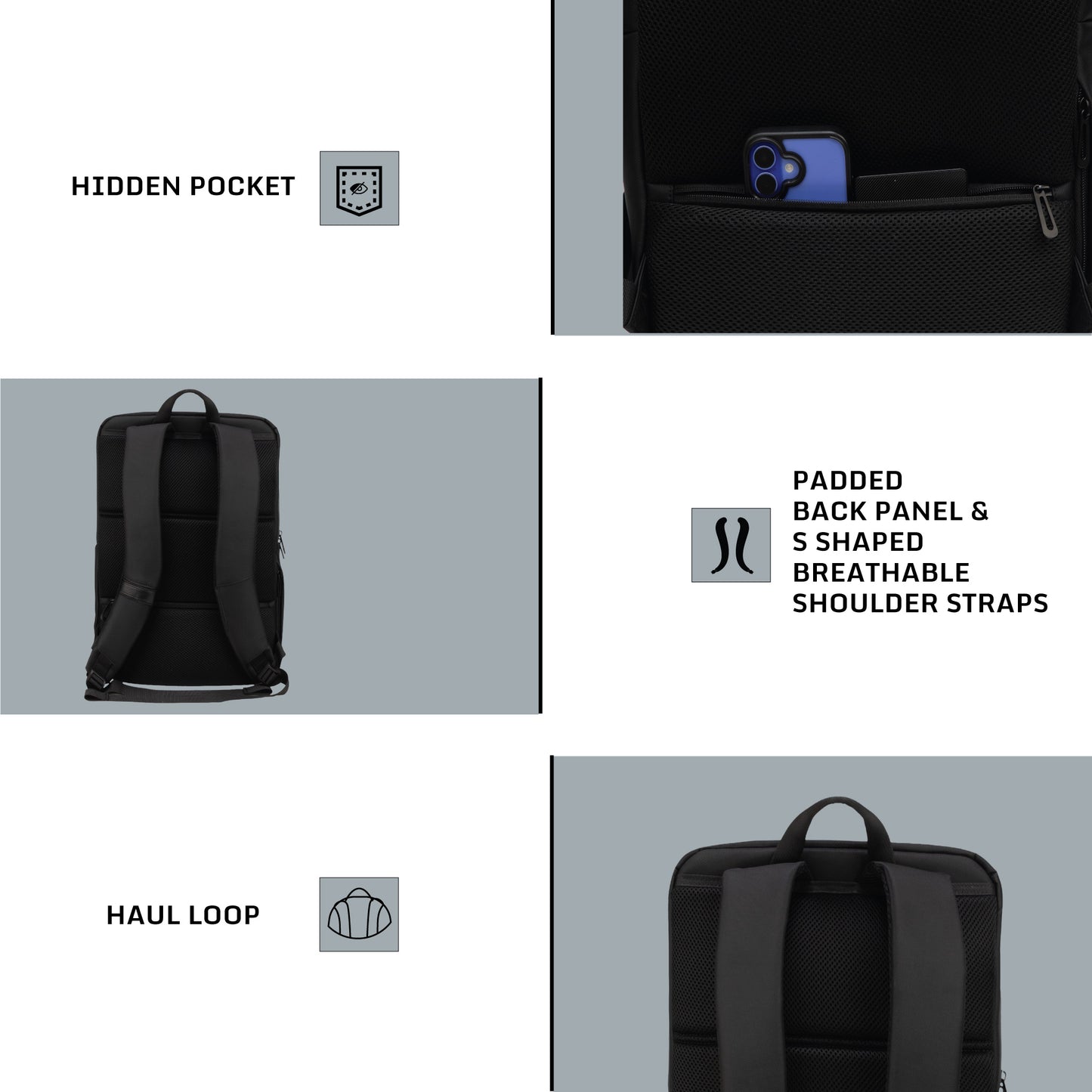 Auronix 22L Black Laptop Backpack