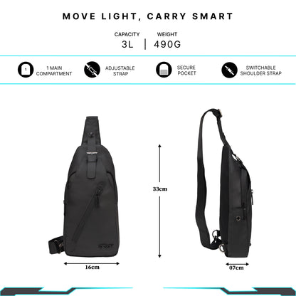 Mykanos 4L Black Crossbody Sling Soft Bag