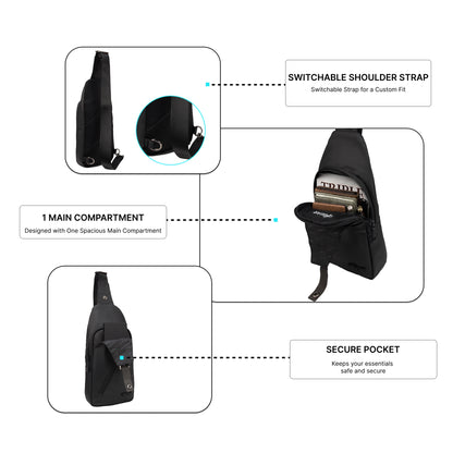 Mykanos 4L Black Crossbody Sling Soft Bag