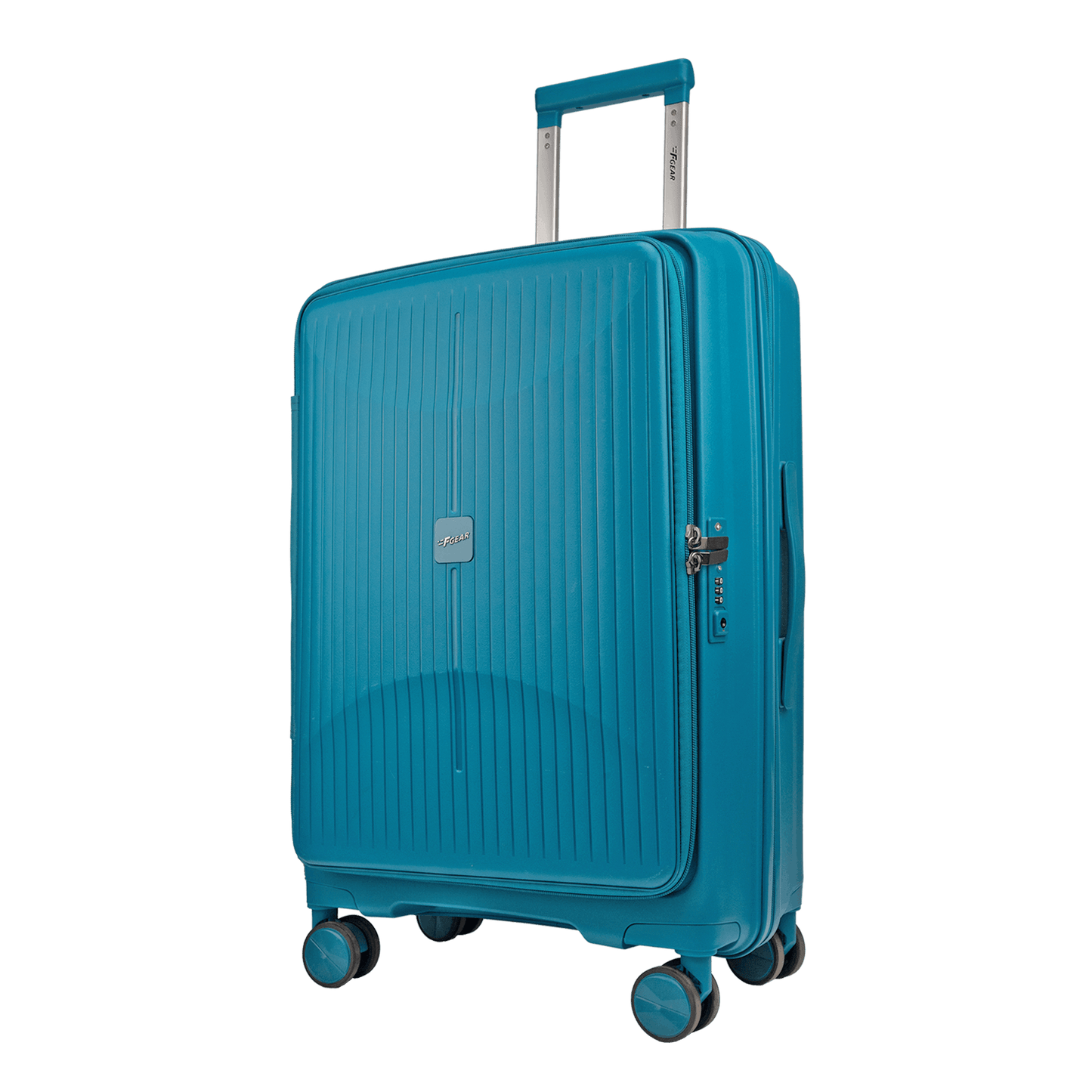 F Gear Myton Medium Front Opening Cyan Blue Check-in Strolley