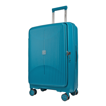 F Gear Myton Medium Front Opening Cyan Blue Check-in Strolley