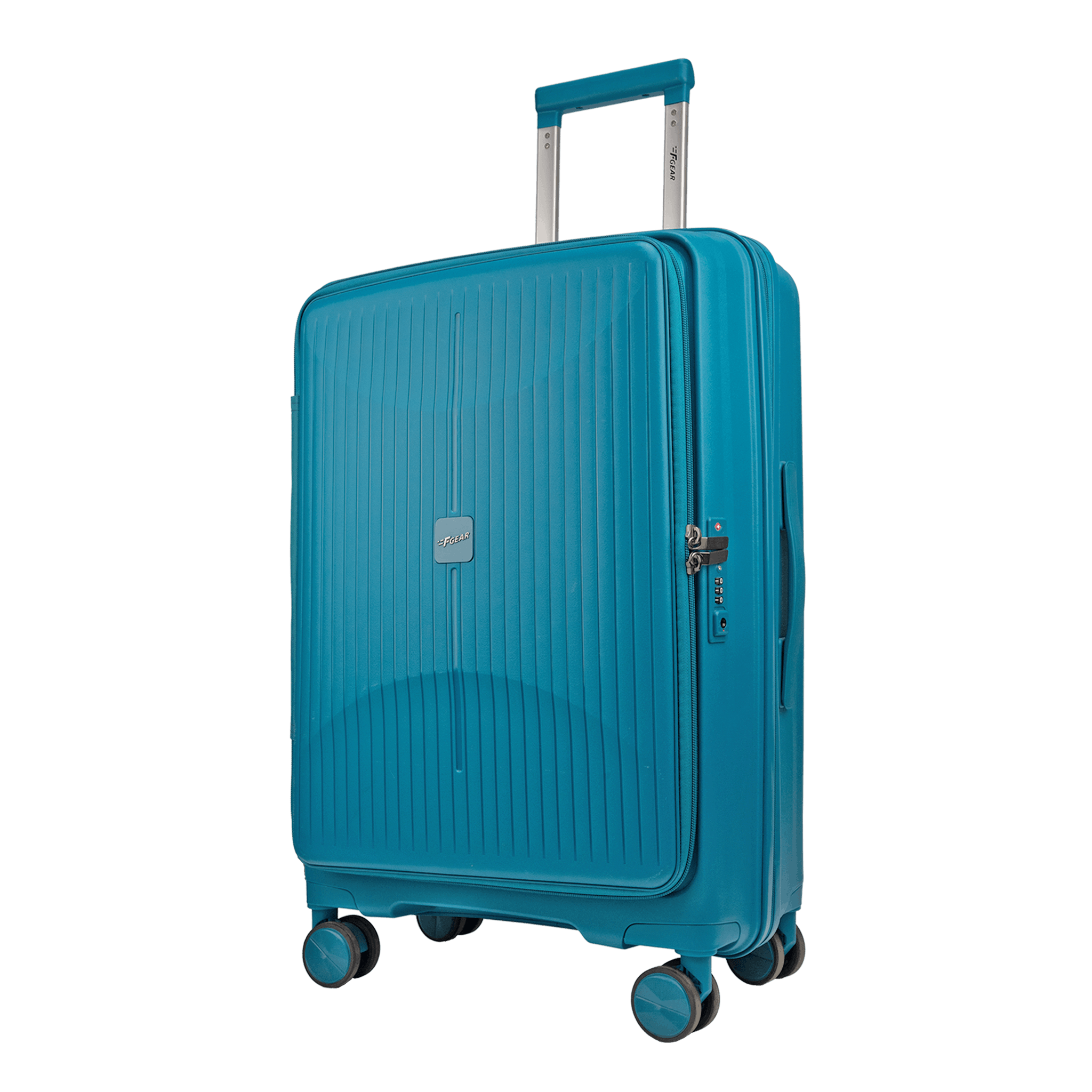 F Gear Myton Medium Front Opening Cyan Blue Check-in Strolley