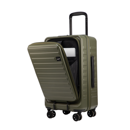 Windsor Army Green 56 cms Small Front Opening Trunk-Style Cabin Strolley with Laptop & Tablet Sleeves & Expander
