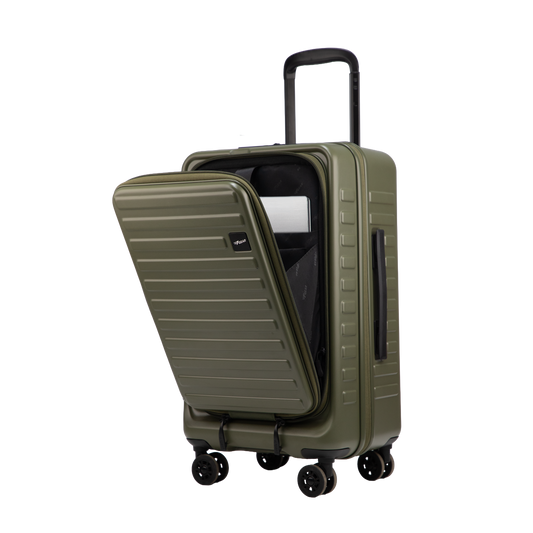 Windsor Army Green 56 cms Small Front Opening Trunk-Style Cabin Strolley with Laptop & Tablet Sleeves & Expander